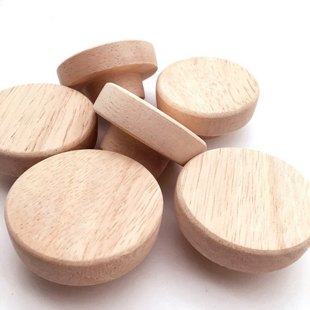 4pcs Wood Round Pull Knobs Natural Wooden Cabinet Drawer Wardrobe Knobs For Cabinet Drawer Handle Furniture Hardware