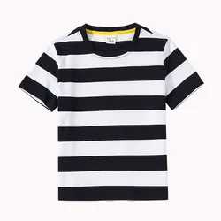 Unisex Summer Striped Cotton T - Shirt - 12T (Black)