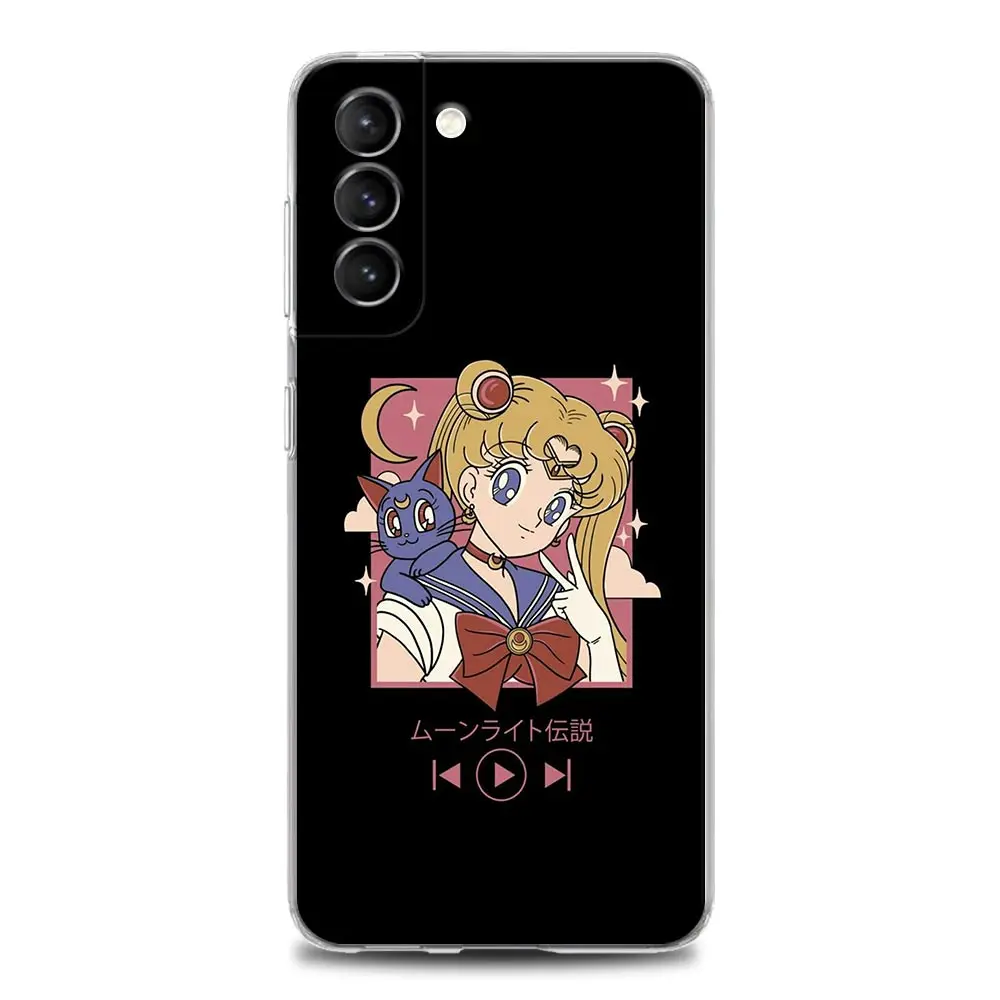 samsung cute phone cover Anime Cute Cartoon Sailor Moon Clear Phone Case for Samsung S9 S10 4G S10e S20 S21 Plus Ultra FE 5G M51 M31 S M21 Soft Silicone samsung flip phone cute