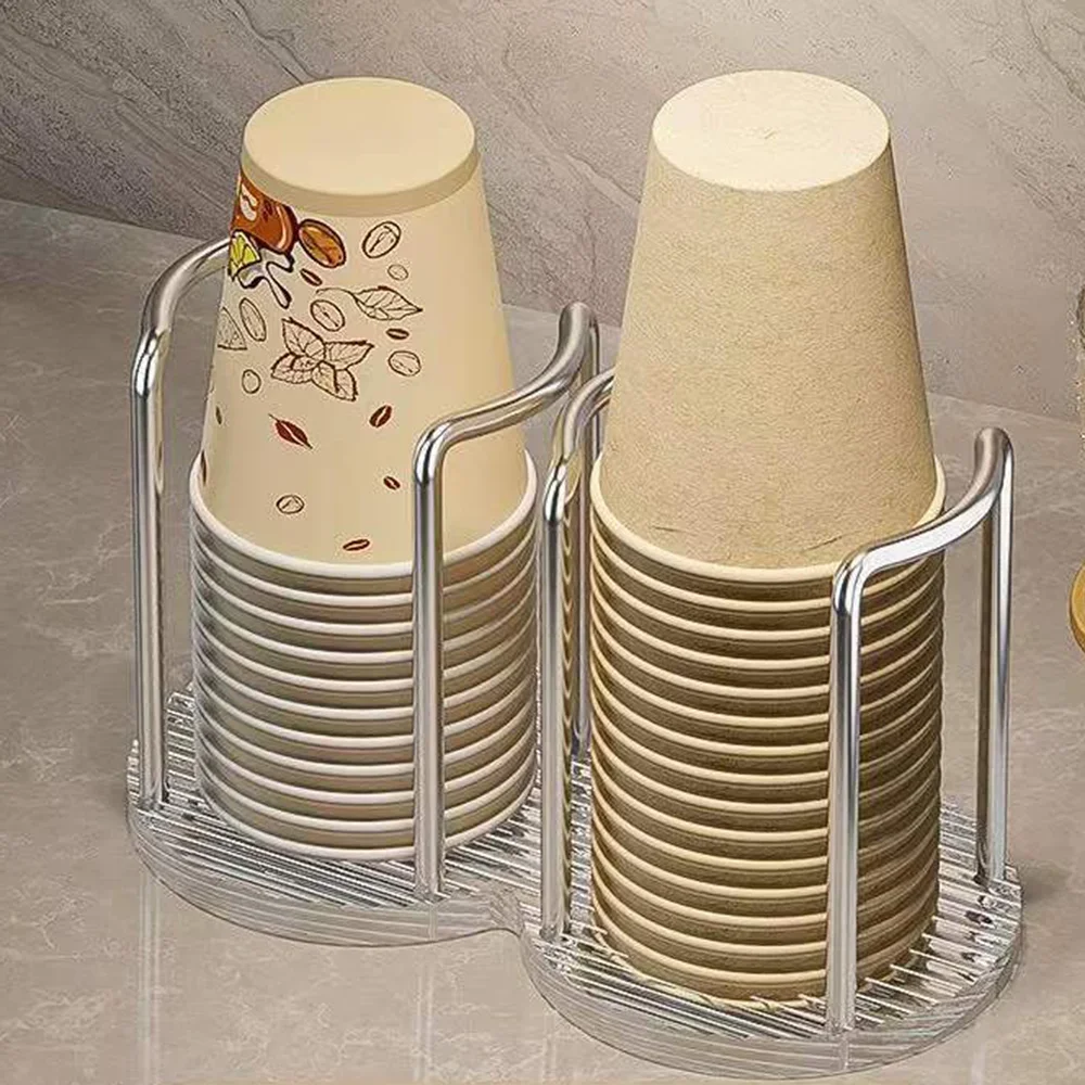 Luxury Disposable Tea Cups Storage Holder Water Cups Dispenser Rack Shelf with Longer Stick Mug Display Stand Home Organizer