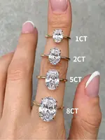 Bague en argent Sterling 925 en Zircon 1-8CT, magnifique bague ovale brillante en pierre pour femmes, fiançailles, mariage, luxe, bijoux fins de haute qualité 4