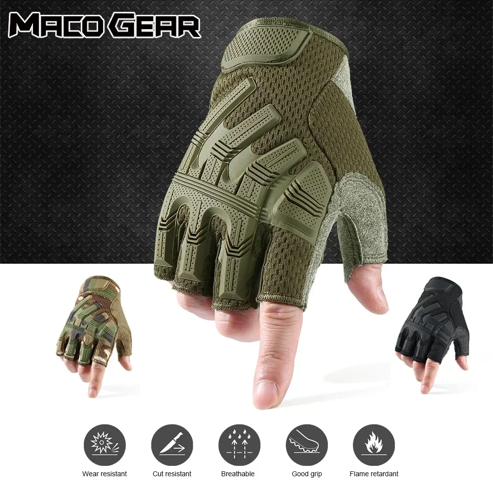 

Fingerless Glove Half Finger Gloves Tactical Military Army Mittens SWAT Airsoft Bicycle Outdoor Shooting Hiking Driving Men New
