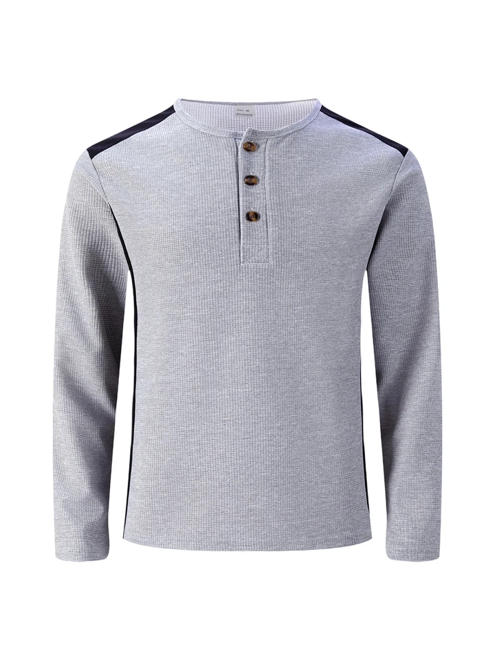 Men Casual Long Sleeve Henley T Shirt