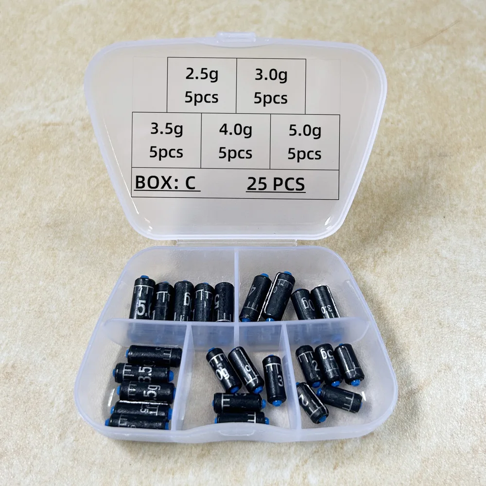 Lead Sinker Fishing Ruler Set - Quick Replace Weight Sinkers (1.5g-5.0g) - 25-130 pcs/box