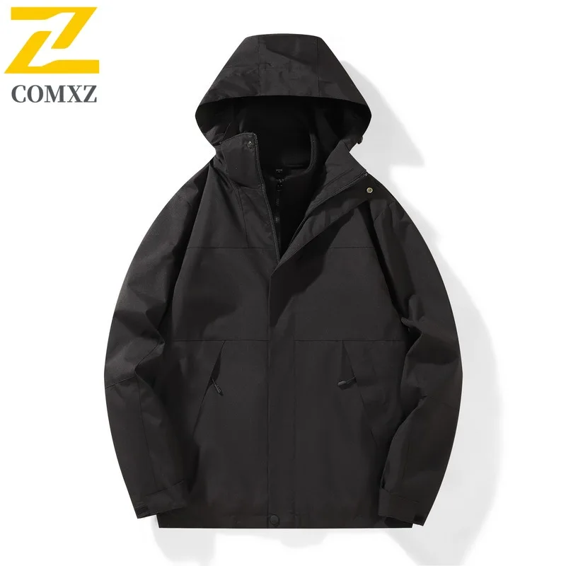 COMXZ Men Biker Jacket High Quality Windproof Waterproof Ski Camping Travel Coat Climbing Breathable Scratch Resistant Outerwear