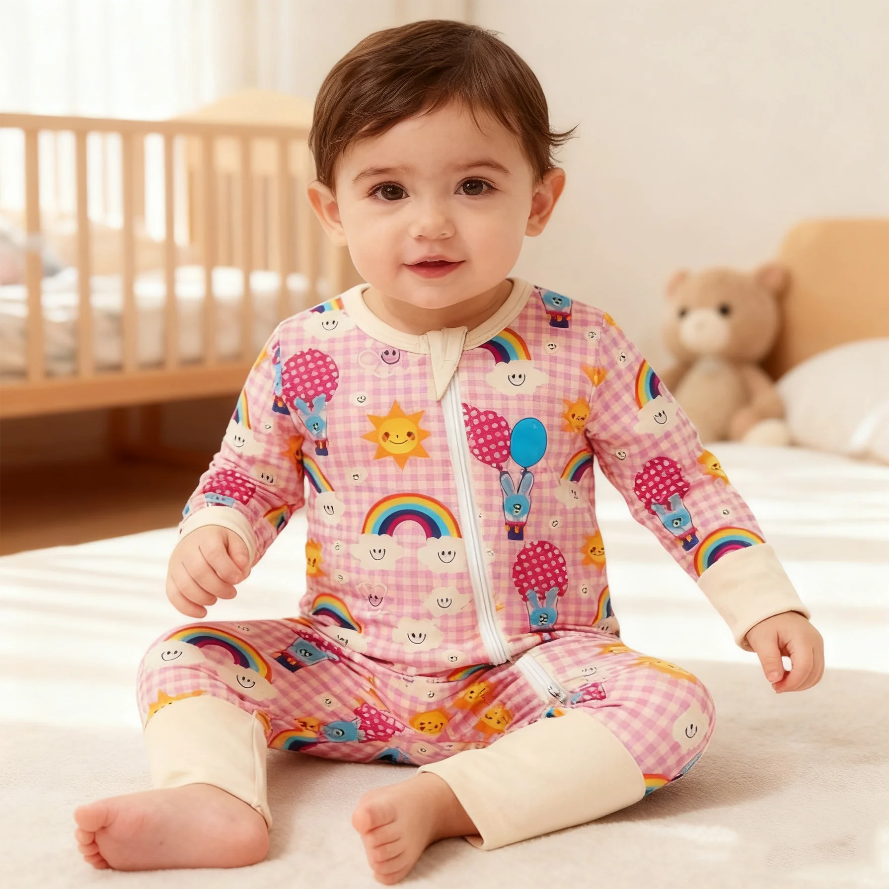All-Season Baby Romper Bamboo Fibre Fabric Zip Fastening Newborn Clothing 0-24 Months 1
