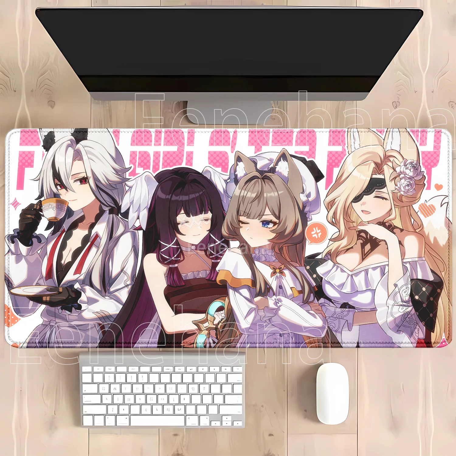 Genshin Impact Anime Kawaii Girl Gaming Mouse Pad - HD Print Desk Mat, Rubber Office Carpet with Overlock Edges