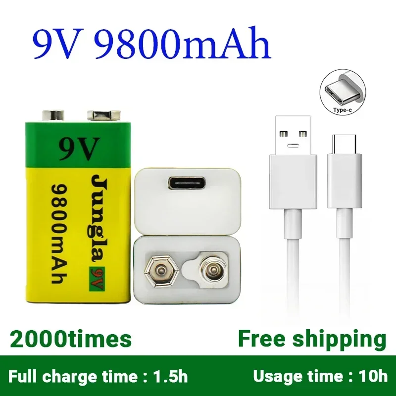 

9V 9800mAh li-ion Rechargeable Battery Micro USB Batteries 9 v lithium for Multimeter Microphone Toy Remote Control KTV use