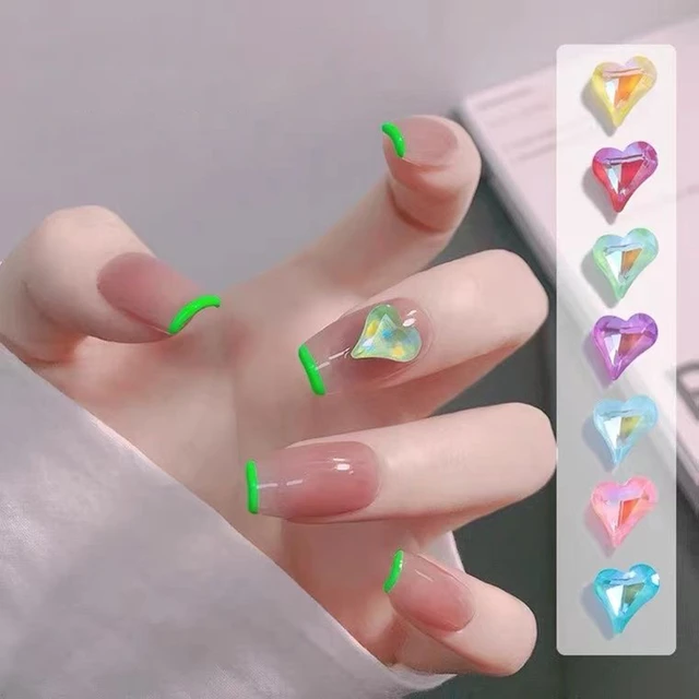8x9mm12x13mm Sweet Heart Glitter Glass Rhinestones Different Color Nails  Accessories 3D Jewelry Making Beads DIY Nail Art Gems - AliExpress
