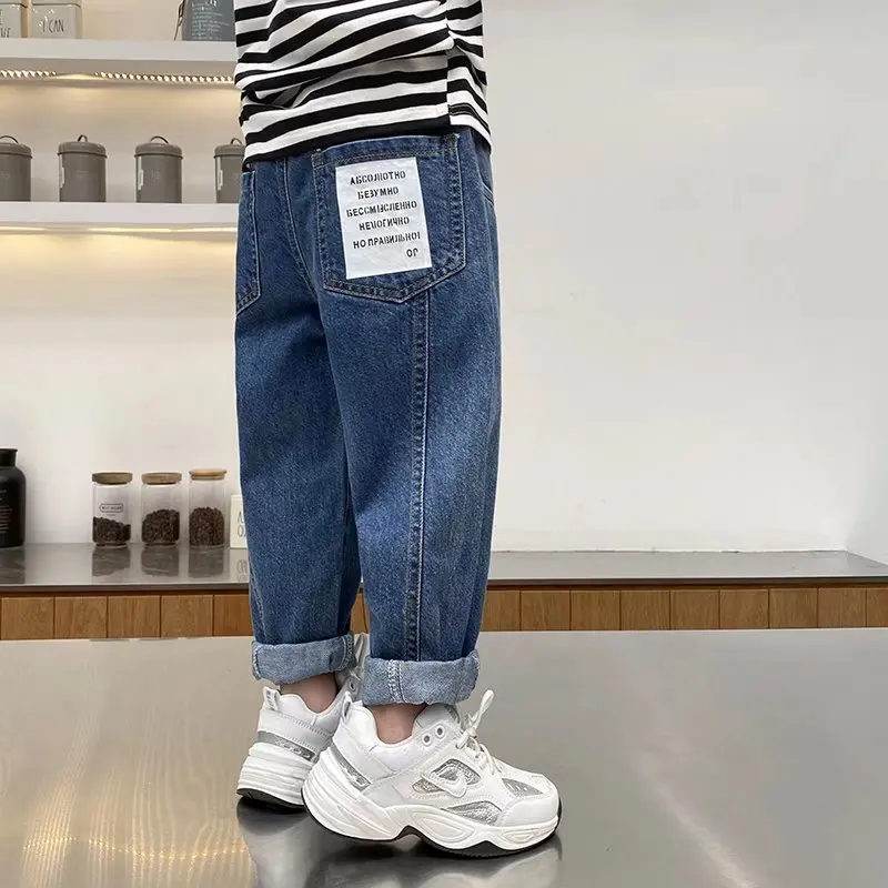 New Boys Girls Cool Jeans Spring And Autumn Trousers  Korea Style Concise Casual Loose Pants Children's Clothing Summer Pants