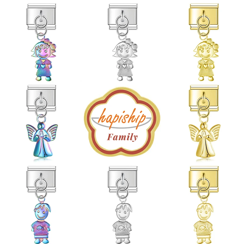 Hapiship 가족 여성 패션, 소년 소녀 매력 이탈리아 링크 핏, 9mm 팔찌, 스테인레스 스틸, DIY 쥬얼리 제작, NEW416