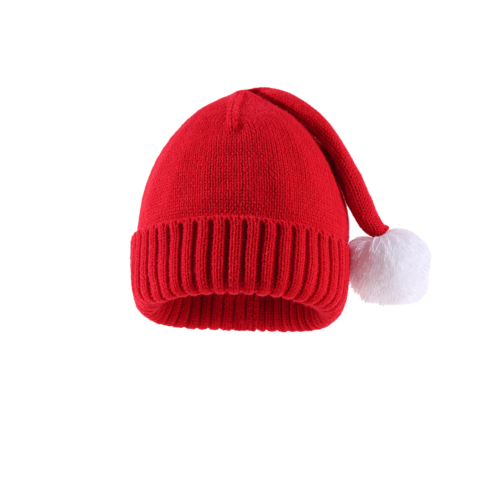 BeQeuewll Family Matching Santa Hats Knitted Christmas Beanie Soft Warm Winter Caps for Adult Kids Streetwear Clothing Accessory