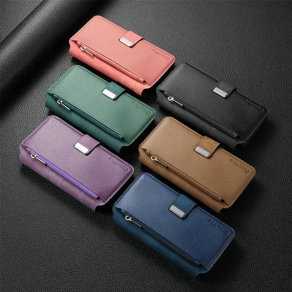 Luxury Leather Flip Case with Detachable Zipper Wallet and MagSafe