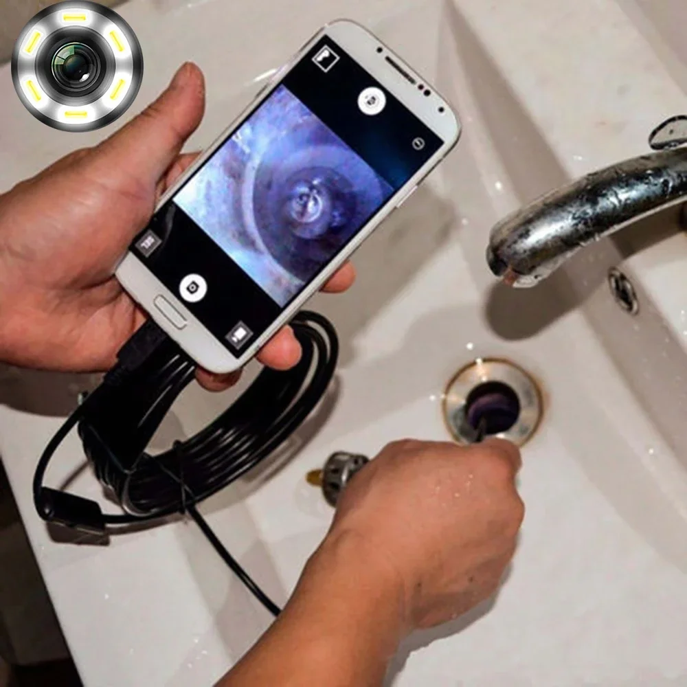 

8.0/7.0/5.5 MM IP67 Waterproof Endoscope Camera 6 LEDs Adjustable USB Android Flexible Inspection Borescope Cameras for Phone PC
