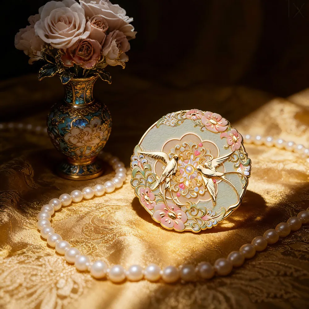 Mirror Peony Delicate Flower Mini Mirror Cosmetic Tools Portable Pocket Make-up Vintage Chinese Style