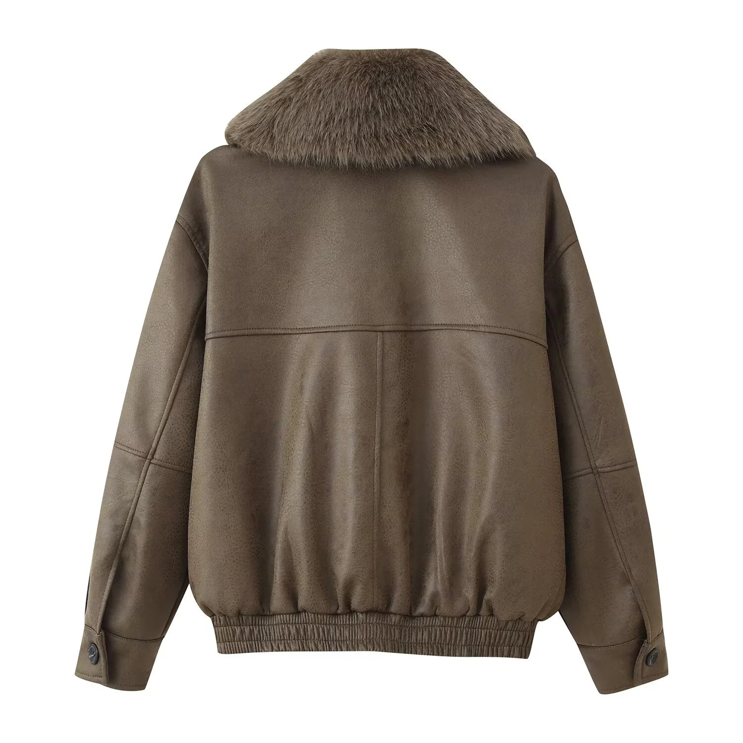 Women Artificial Fur Collar Suede Jacket Female Full Sleeve Zippers Pocket Coats Autumn Winter New Warm Lady Jackets Streetwear