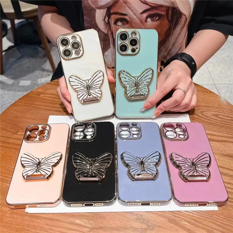 Überzug Schmetterling Halter Telefon Fall Für Samsung Galaxy S25 S24 ultra S23 Plus S22 S23FE S21FE S20 FE S10 S9Plus Weiche TPU Abdeckung_voghion.com