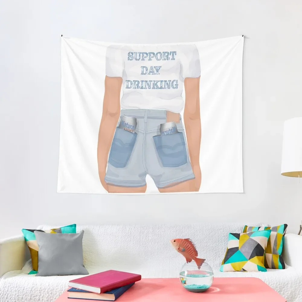 

SUPPORT DAY DRINKING Tapestry Nordic Home Decor Decoration Room Funny Decoration Pictures Room Wall Tapestry