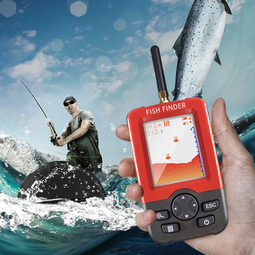 Description Picture 5 of itemSmart Portable Sonar Fish Finder Boat Depth Fishing Fish Finders Waterproof Handheld Wireless Fishing Finder Kayak Transducer De