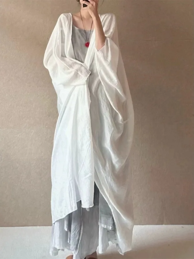 New Chinese Sle Long Batwing Sve Sun Protection Brand Women's irt Zen Spirit Loose Fit Regular Length Open Cardigan