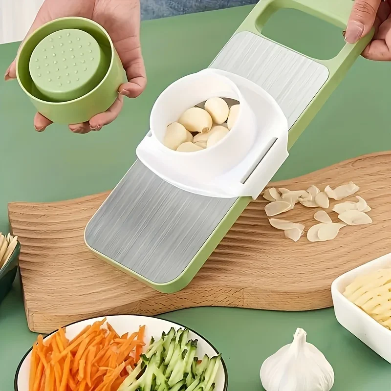 7pcs Stainless Steel Multi-Function Vegetable Slicer And Grater Set with Interchangeable Blades, Manual Kitchen Gadget Tool Kit