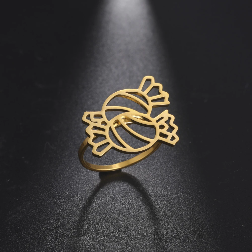 Estetica Hollow Double Candy Rings Design In Acciaio Inossidabile Lovely Trendy Ring Finger Accessori Gioielli Regalo Per Donna Uomo