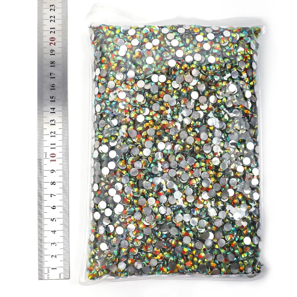 thumbnail image 1 of Venta al por mayor de diamantes de imitación de resina AB con parte posterior plana y base plateada, sin fijación por calor, en paquete a granel, de plástico para decoración de uñas, 1 of 5