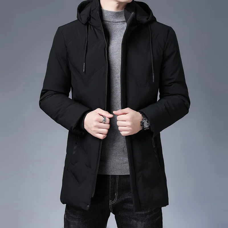 Nouvelle marque à capuche décontracté mode longue épaissir vêtements d'extérieur Parkas veste hommes hiver coupe-vent manteaux hommes vêtements de haute qualité parkas