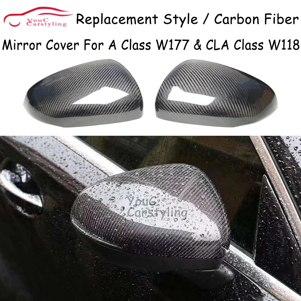 

W118 Carbon Fiber Mirror Cover for Mercedes New A Class W177 Sedan Hatchback 2018 + Replacement Side Door Mirror Caps