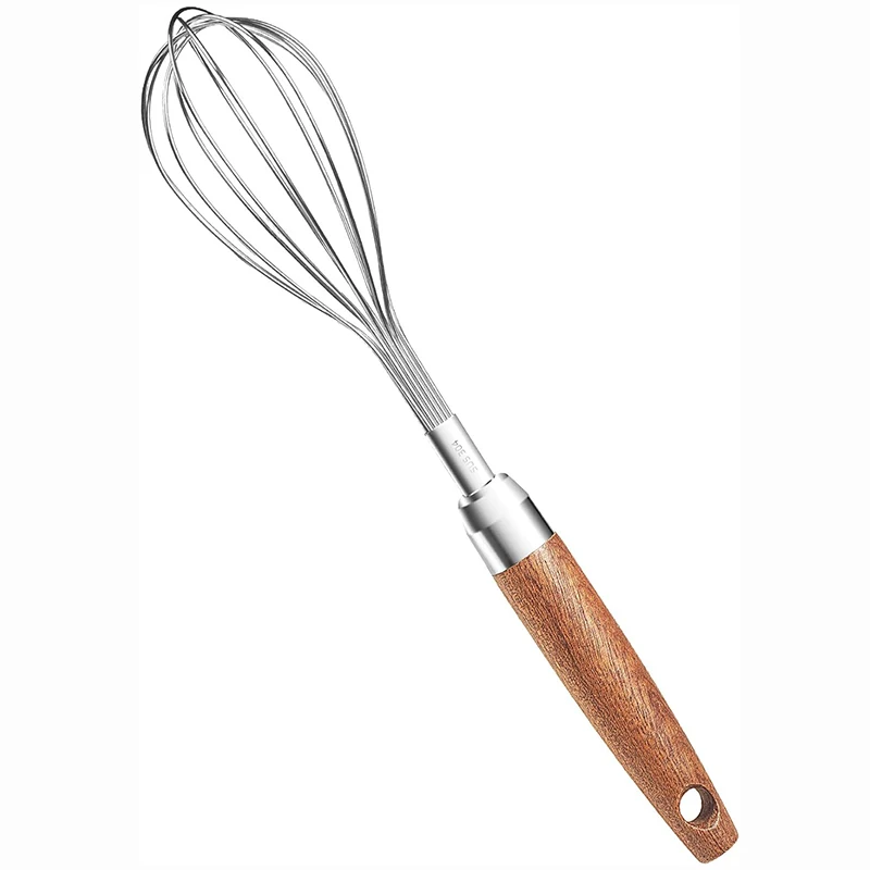 Stainless Steel Wire Whisk Kitchen Egg Beater for Blending Whisking Beating Frothing Stirring Batters Wooden Handle egg beater,wire whisk