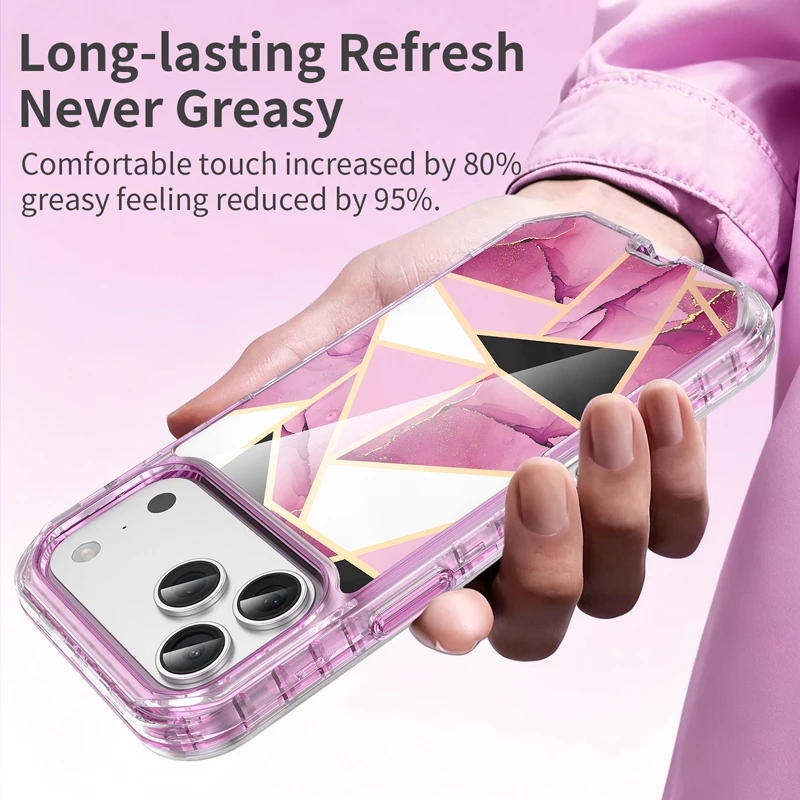 Electroplated Marble Pattern 3-in-1 Anti-Shock Phone Case