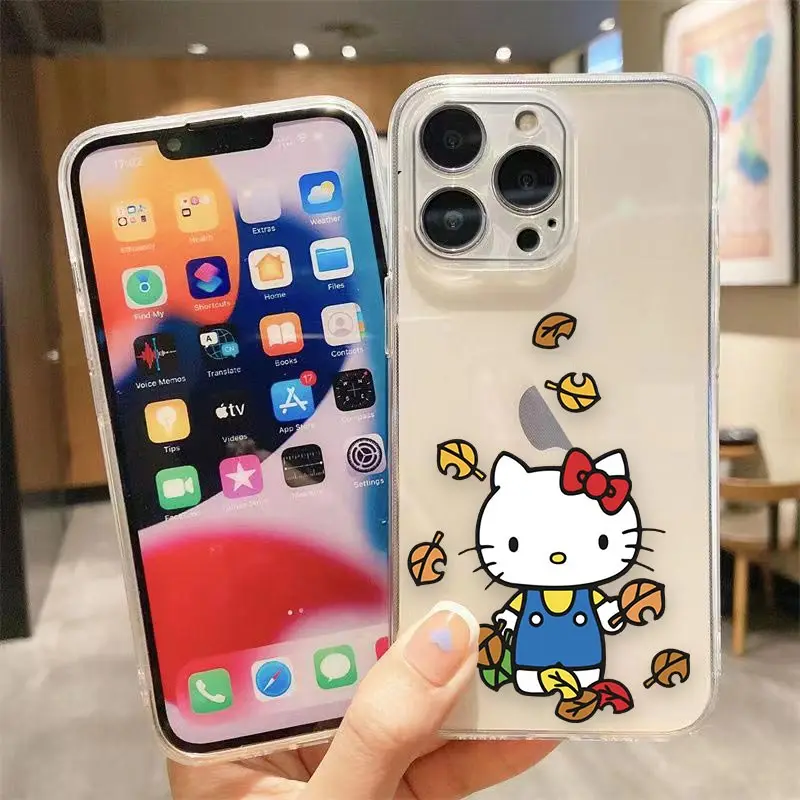 thumbnail image 1 of Clear Phone Case For iPhone Apple 14 12 13 Mini 11 Pro SE 8 7 6 6S Plus X XR XS Max SE Case Funda Shell Cartoon Hello Kitty Cat, 1 of 5