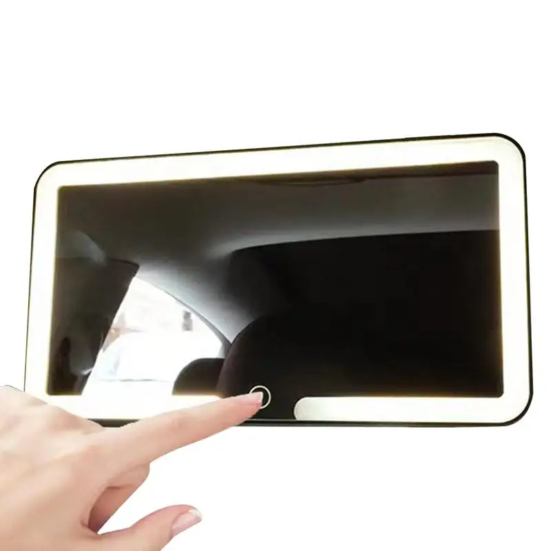 

Car Sun Visor Vanity Mirror With 3 Light Modes LED Makeup Mirror Adjustable Touch Screen Rear View Sun-Shading Cosmetic Mirror