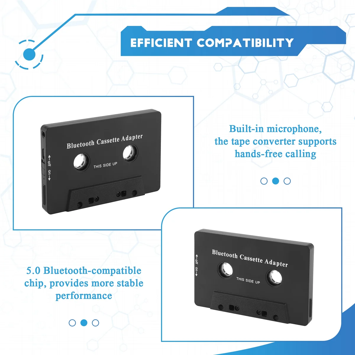 Universal Cassette Bluetooth 5.0 Audio Car Tape Aux Stereo Adapter with Mic for Phone MP3 AUX Cable CD PlayerABGI