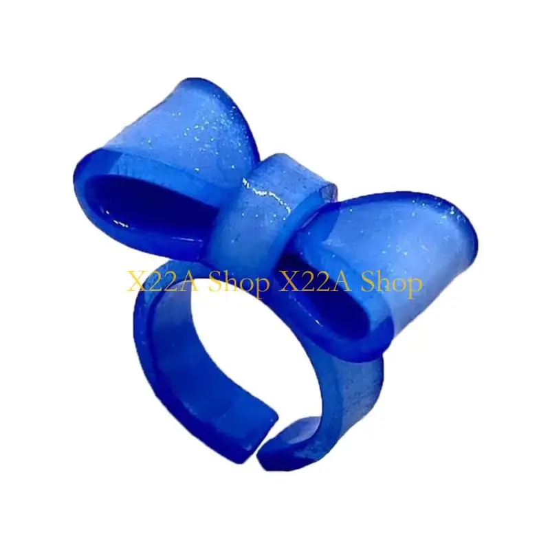 Unique Acrylic Rings Trendy Rings Colorful Bow Rings Jewelry Stackable Open Rings - 3