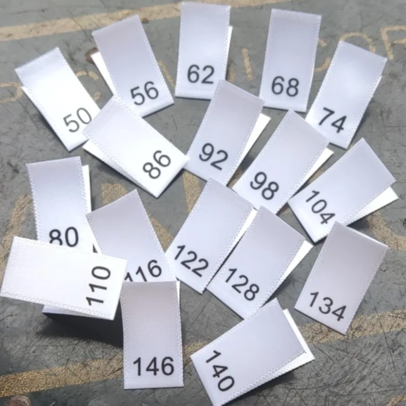 50pcs Satin print Size Label for Kids Number 56-146 Garment Sizing Labels clothing labels,garment labels,sewing labels