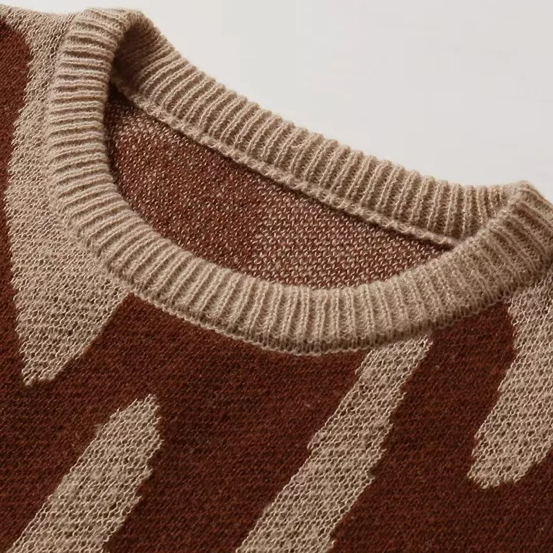 Mens Women Autumn Winter Couple Pullover Mens Retro Lazy Loose Trendy Knitted Sweater High Street Hip Hop Long Sleeve Knittwear 5