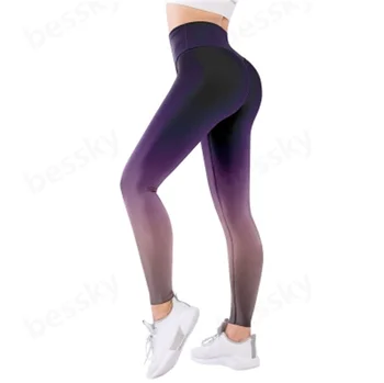 Pantaloni sportivi stampati da donna, leggings sportivi che abbracciano la pancia, pantaloni sportivi da yoga a vita alta