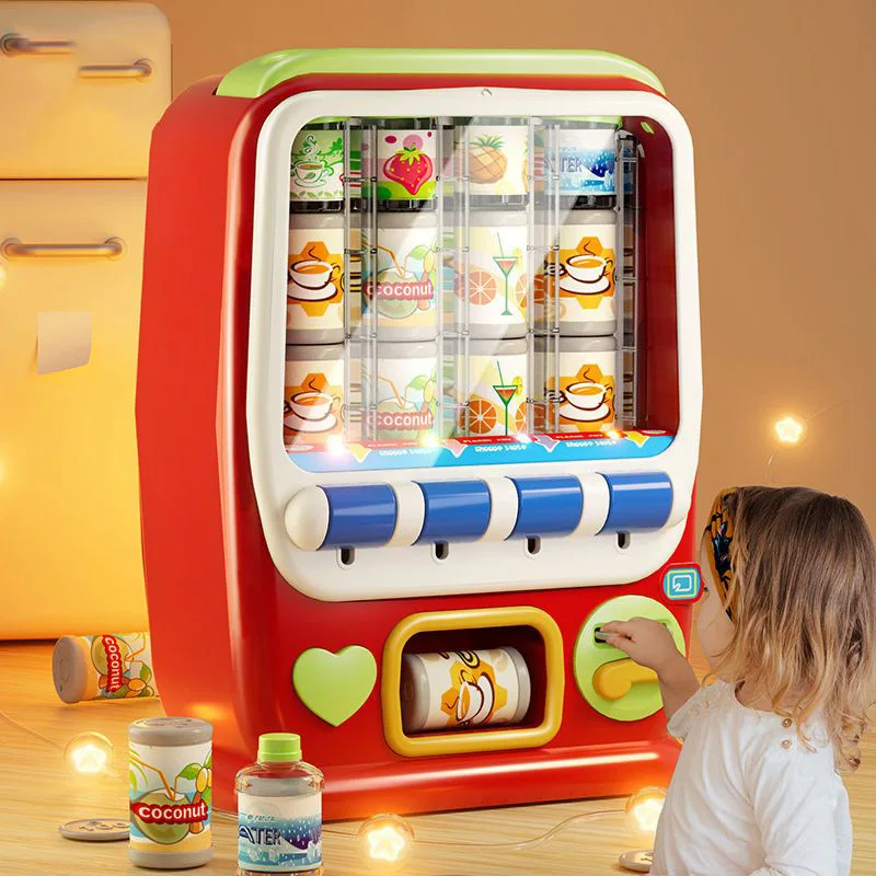 Hot-selling Children's Simulation Coin Operated Beverage Vending Machine Self-service Cute Funny festival birthday Kid gift Toy 2