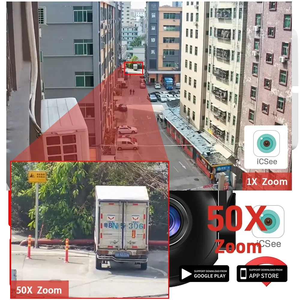 위스티노 싱글 렌즈 8MP 야외 HD 50배 광학 줌 IP 카메라 모션 감지 음성 알람 마당 감시 카메라