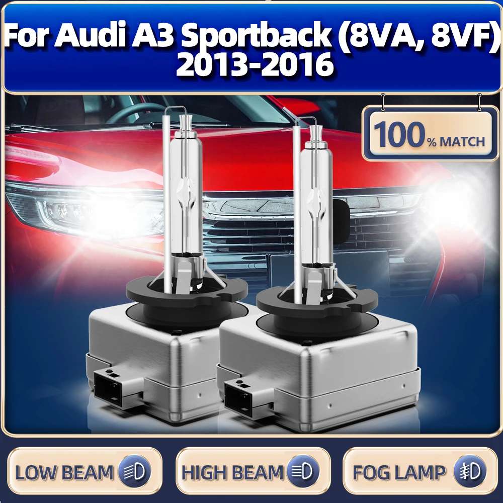 

12V Car Xenon Headlight 35W Xenon Light Bulbs 20000LM Auto Lamp 6000K For Audi A3 Sportback (8VA, 8VF) 2013 2014 2015 2016