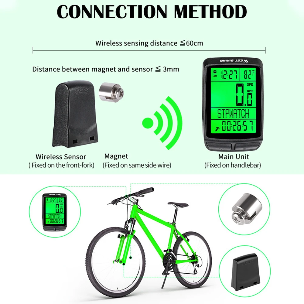 Description Picture 6 of itemBicycle Computer 5 Language Waterproof Speedometer LED Backlight Odometer MTB Road Bike Stopwatch Bike Accessories