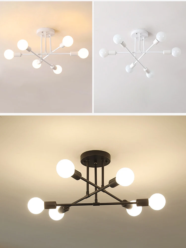 Ceiling Lamp Vintage Multiple E27 Lamp Base Black/White/Gold for Living Room / Dining Room / Bedroom LED Chandelier Lighting