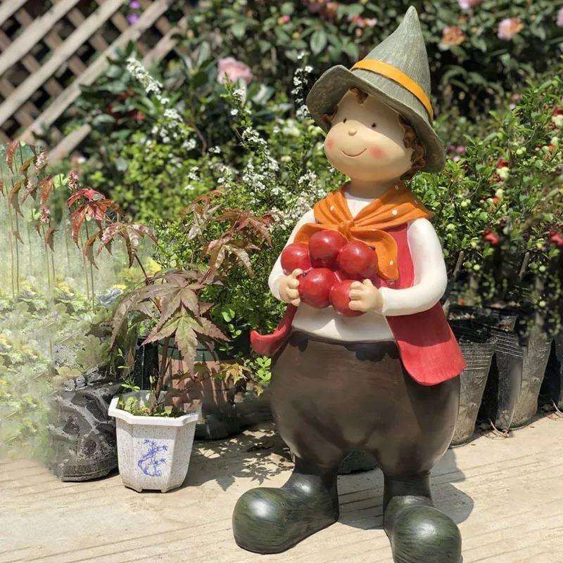 

Gardening Landscape Courtyard Outdoor Floor Gnomes Decorations American Country Resin Boys and Girls Figure Decoration Statue