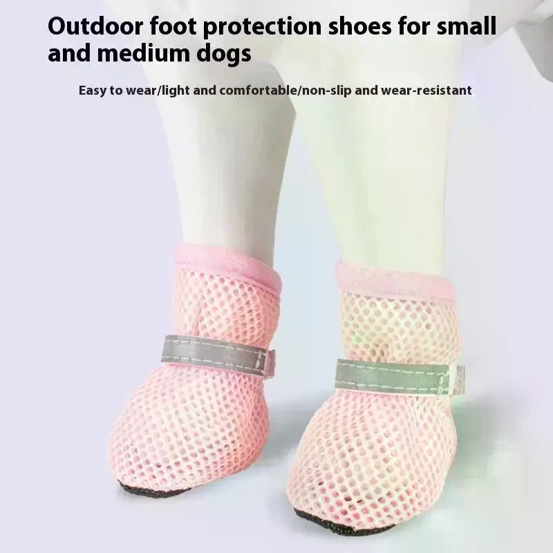 4pc, Dog Shoes Non-slip Breathable Wear-resistant Dog Boots Suitable For Small Medium Sized Pets Puppy Protective Footwear.