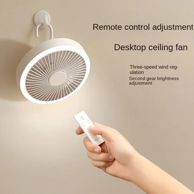 USB Rechargeable Fan Wireless Remote Control Outdoor Camping Tent Portable Ceiling Fan Desktop Dormitory Mini Wall