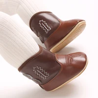 Autumn embroidered fashionable denim boots for newborn babies ethnic style soft soled baby short boots the first walking shoes 6