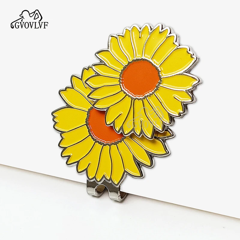 Removable Yellow Flower Pattern Golf Cap Clip With Small Flower Magnetic Marker For Girls Women Gift Golf Accessories
