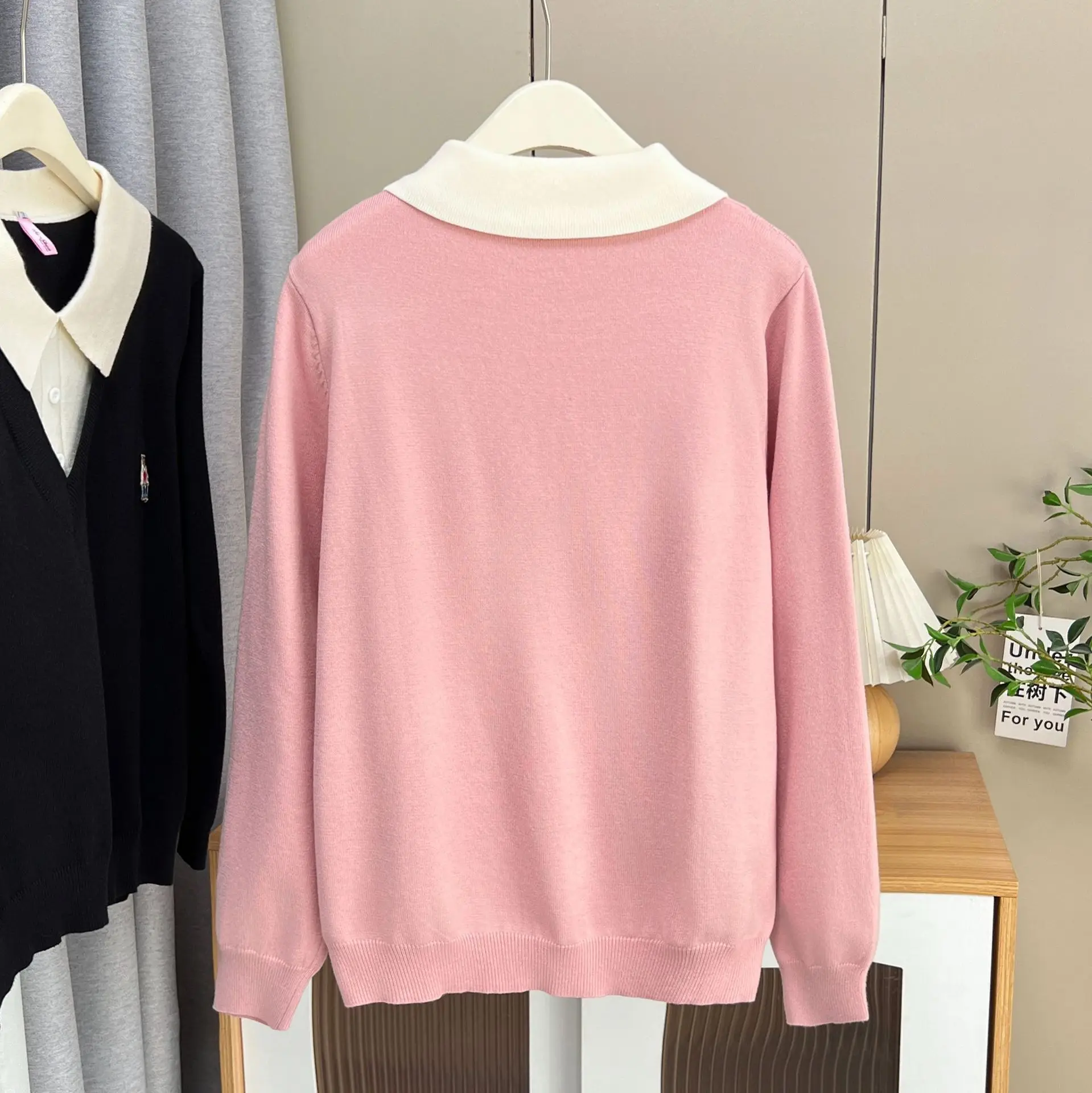 XXXXL Fashion Plus Size Women's Sweater New Autumn Youthful Three Dimensional Cartoon Fake two-piece Knitted Jumpers 5162