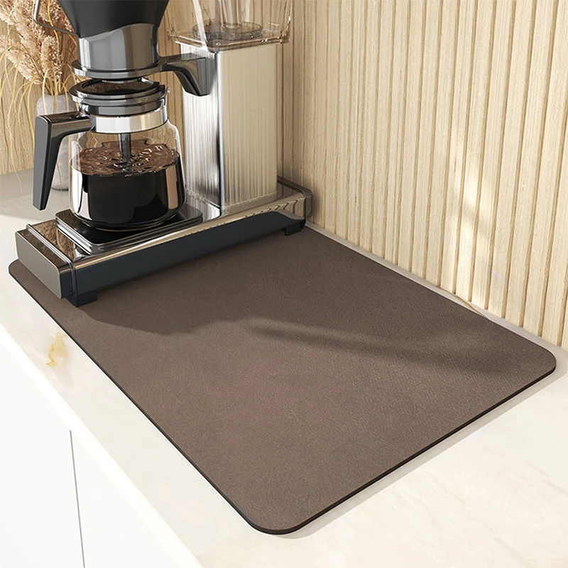 1Pc  Absorbent Mat Kitchen Counter Draining Pad Quick Drain Tool for Bathroom Sink Waterproof Non-slip Solid Color Pad